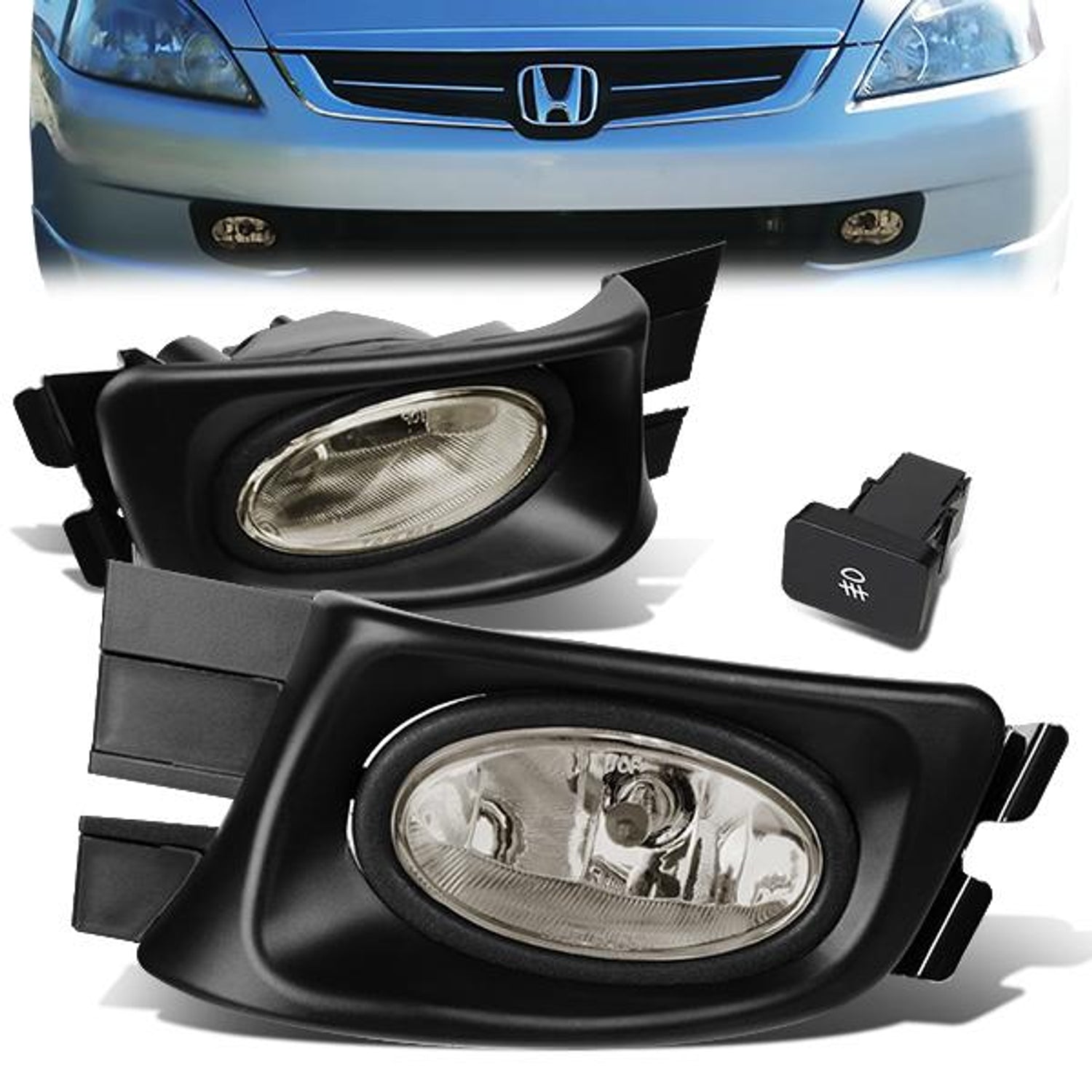 Smoked Lens Fog Lights w/ Switch + Wiring Harness <br>03-05 Honda Accord Sedan