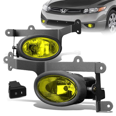 Amber Lens Fog Lights w/ Switch + Wiring Harness <br>06-08 Honda Civic Coupe