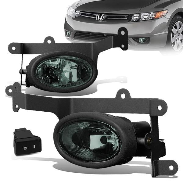 Smoked Lens Fog Lights w/ Switch + Wiring Harness <br>06-08 Honda Civic Coupe