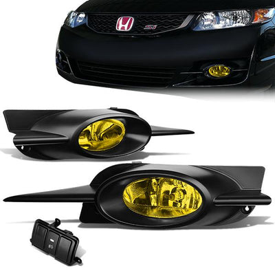 Amber Lens Fog Lights w/ Switch + Wiring Harness <br>09-11 Honda Civic Coupe