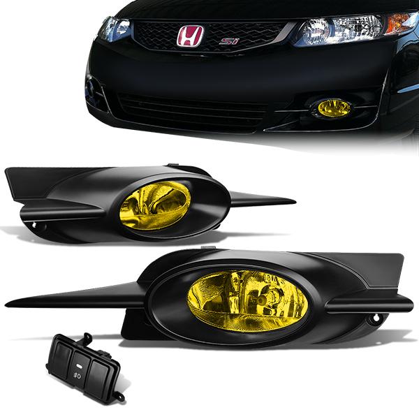 Amber Lens Fog Lights w/ Switch + Wiring Harness <br>09-11 Honda Civic Coupe