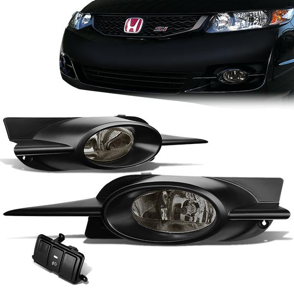 Smoked Lens Fog Lights w/ Switch + Wiring Harness <br>09-11 Honda Civic Coupe
