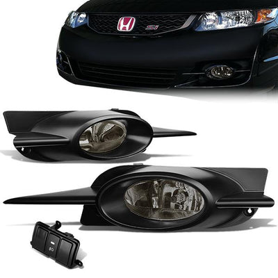Smoked Lens Fog Lights w/ Switch + Wiring Harness <br>09-11 Honda Civic Coupe