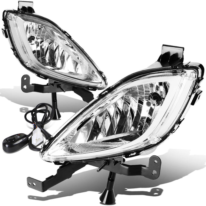 D-Motoring - Fog Lights - W / Switch - Clear Lens - Plug-n-Play - Pair - 11-13 Hyundai Elantra 4-Door Sedan - 1