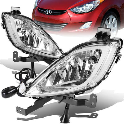 Clear Lens Fog Lights w/ Switch + Wiring Harness <br>11-13 Hyundai Elantra Sedan