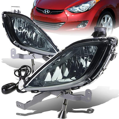 Smoked Lens Fog Lights w/ Switch + Wiring Harness <br>11-13 Hyundai Elantra Sedan