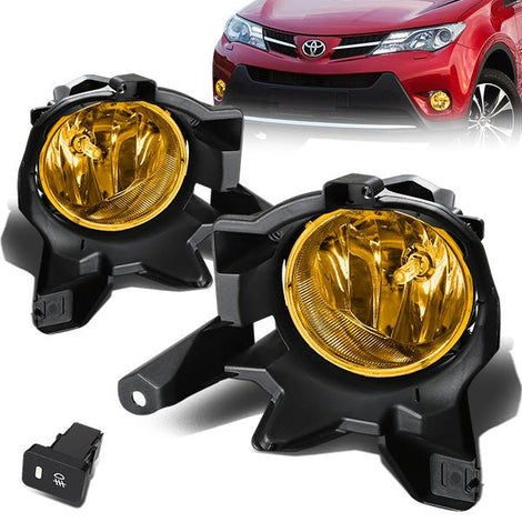 Amber Lens Fog Lights w/ Switch + Wiring Harness <br>13-16 Toyota RAV4