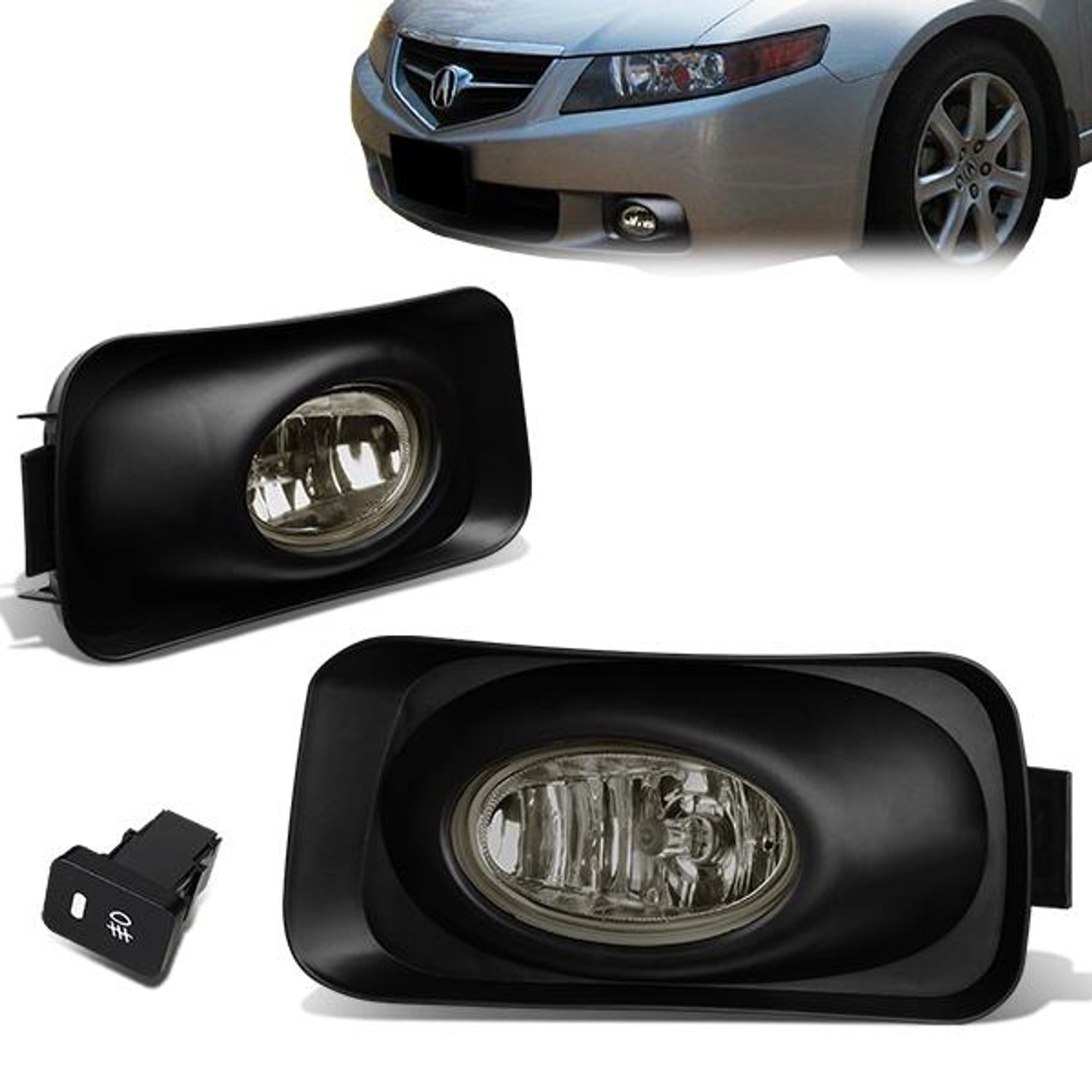 Smoked Lens Fog Lights w/ Switch + Wiring Harness <br>04-05 Acura TSX