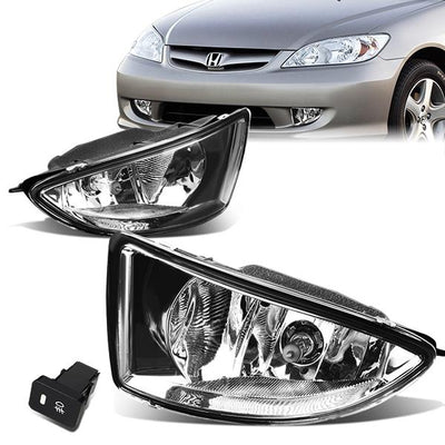 Clear Lens Fog Lights w/ Switch + Wiring Harness <br>04-05 Honda Civic Coupe