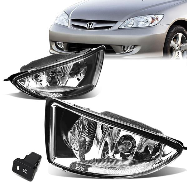 Clear Lens Fog Lights w/ Switch + Wiring Harness <br>04-05 Honda Civic Coupe