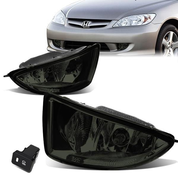 Smoked Lens Fog Lights w/ Switch + Wiring Harness <br>04-05 Honda Civic Coupe