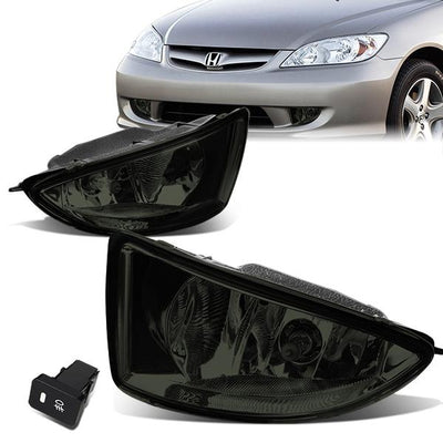 Smoked Lens Fog Lights w/ Switch + Wiring Harness <br>04-05 Honda Civic Coupe