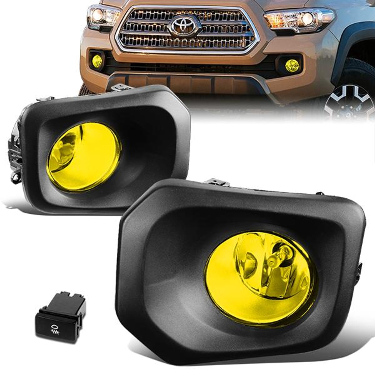 Amber Lens Fog Lights w/ Switch + Wiring Harness <br> 16-23Toyota Tacoma