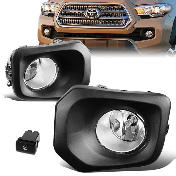 Clear Lens Fog Lights w/ Switch + Wiring Harness <br>16-23 Toyota Tacoma