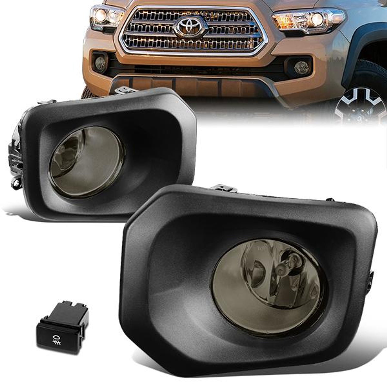 Smoked Lens Fog Lights w/ Switch + Wiring Harness <br> 16-23Toyota Tacoma
