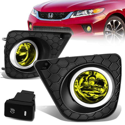 Amber Lens Fog Lights w/ Switch + Wiring Harness <br>13-15 Honda Accord Coupe