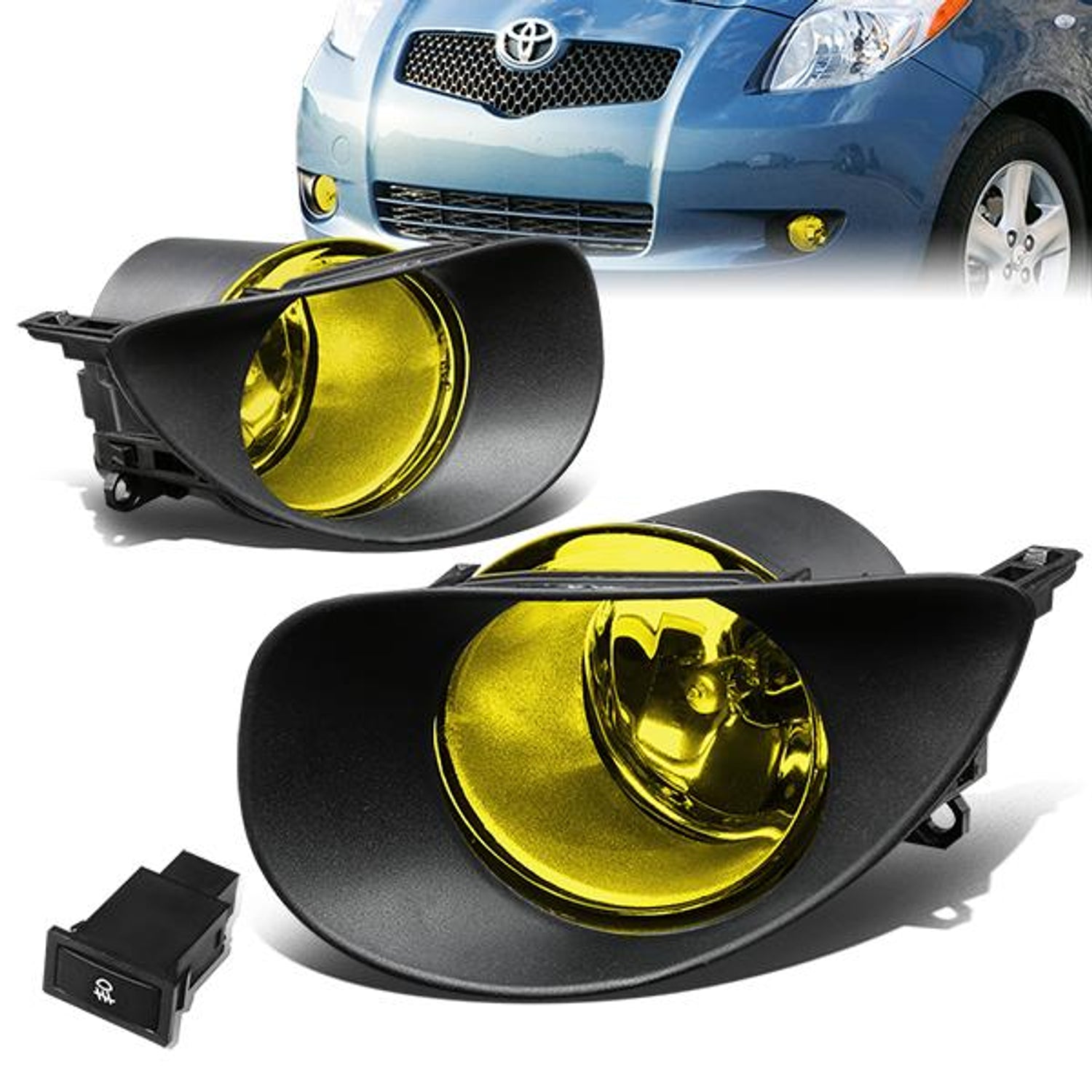 Clear Lens Fog Lights w/ Switch + Wiring Harness <br>07-08 Toyota Yaris Hatchback