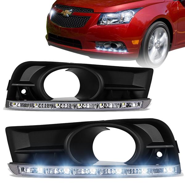 LED DRL Fog Lights w/ Bezel <br>10-14 Chevy Cruze