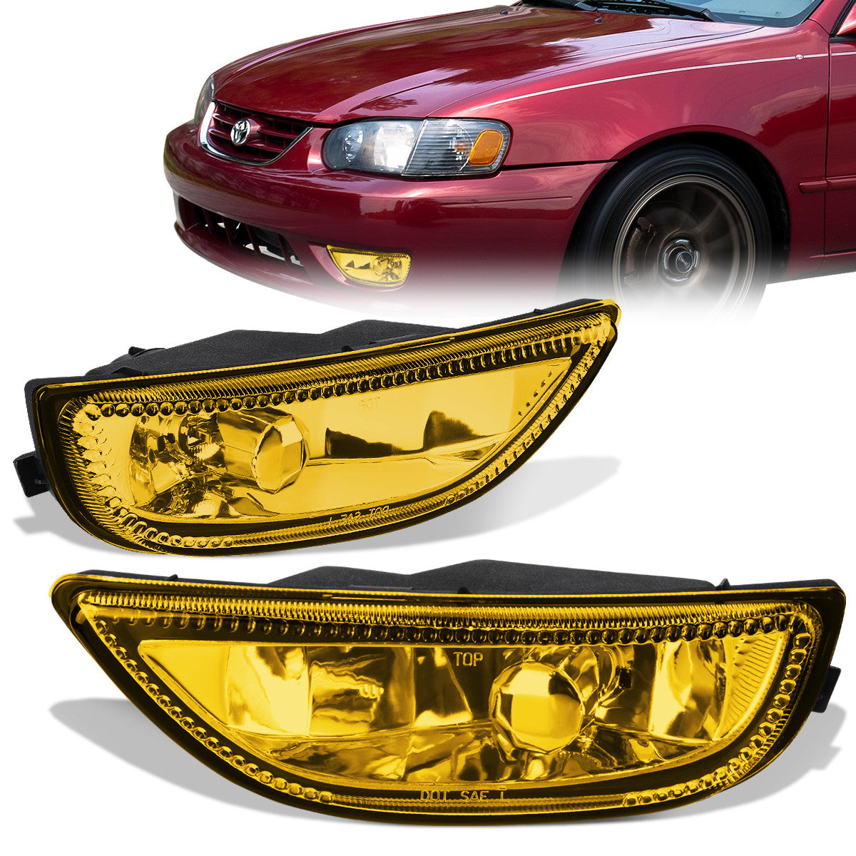 D-Motoring - Fog Lights - Amber Lens - Plug-n-Play - Pair - 01-02 Toyota Corolla - 1