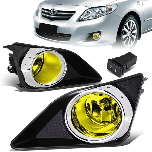 Amber Lens Fog Lights w/ Switch + Wiring Harness <br>09-10 Toyota Corolla Sedan