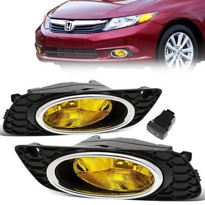 Amber Lens Fog Lights w/ Switch + Wiring Harness <br>2012 Honda Civic Sedan