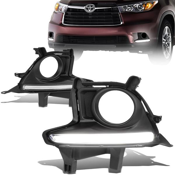 LED DRL Fog Lights w/ Switch + Wiring Harness <br>14-16 Toyota Highlander