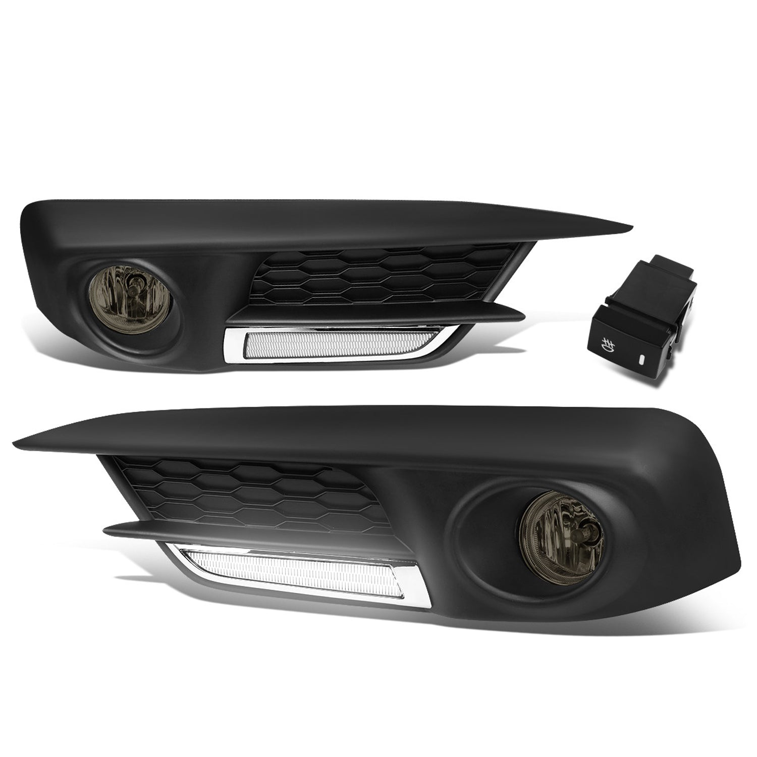 D-Motoring - Fog Lights - LED DRL - W / Switch - Smoked Lens - Plug-n-Play - Pair - 16-17 Honda Civic Sedan / Coupe - 1