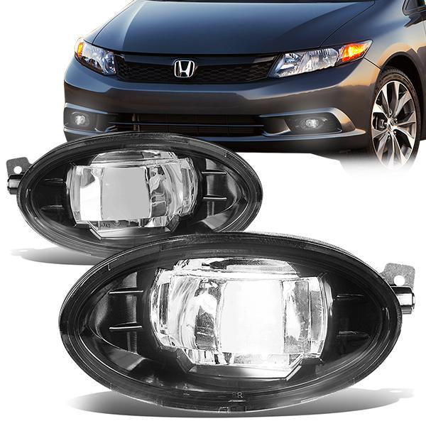 LED Fog Lights w/ Switch + Wiring Harness <br>09-13 Honda Civic, 08-11 Accord