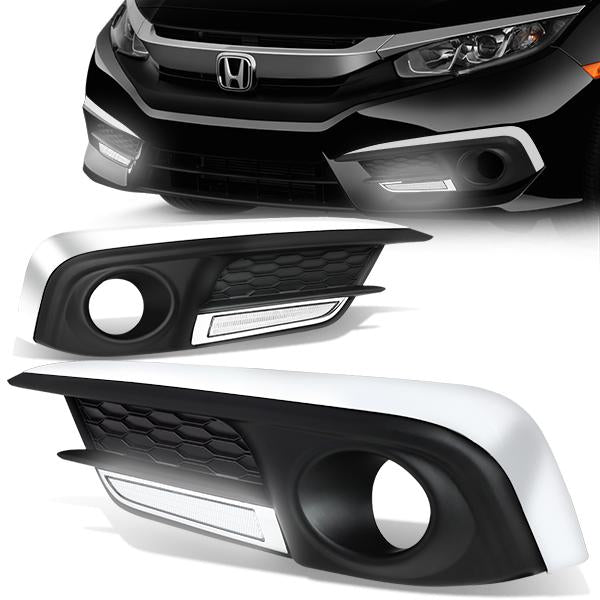 LED DRL Fog Lights w/ Wiring Harness <br>16-17 Honda Civic Sedan / Coupe