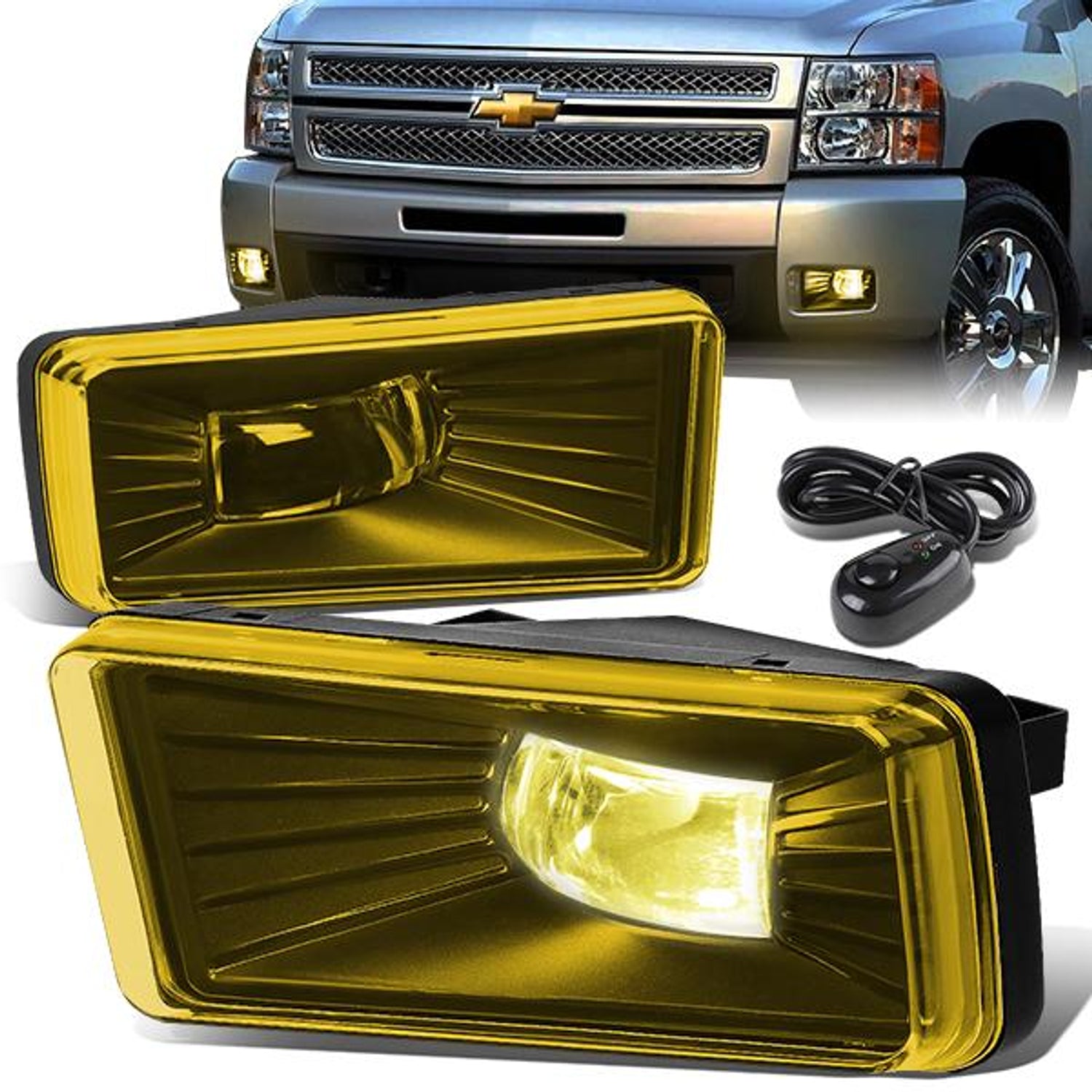 LED Fog Lights w/ Switch + Wiring Harness <br>07-15 Chevy Silverado GMC Sierra 1500