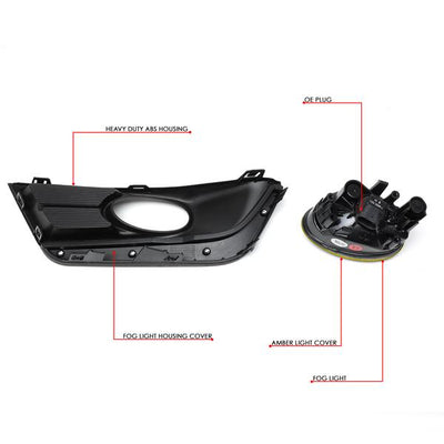 D-Motoring - 17-18 Honda CR-VFog Lights - W/Chrome Trim Bezel+Switch Amber - Amber Lens - Pair - Plug-n-Play - 7