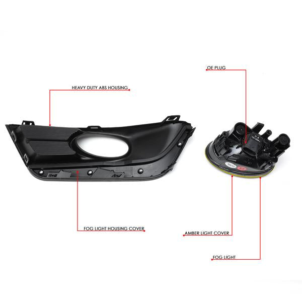 D-Motoring - 17-18 Honda CR-VFog Lights - W/Chrome Trim Bezel+Switch Amber - Amber Lens - Pair - Plug-n-Play - 7
