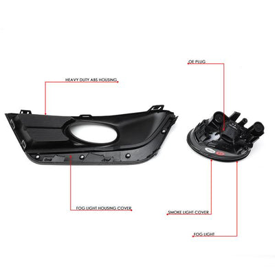 D-Motoring - 17-18 Honda CR-VFog Lights - W/Chrome Trim Bezel+Switch Smoked - Smoked Lens - Pair - Plug-n-Play - 7