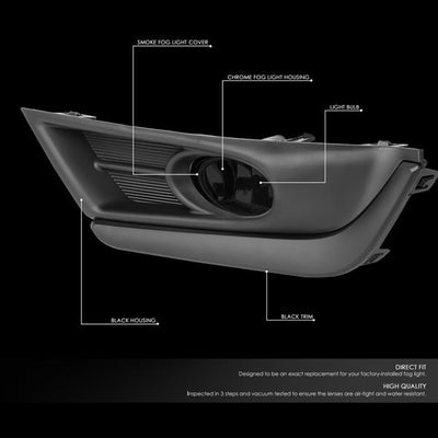D-Motoring - 17-18 Honda CR-VFog Lights - W/Bezel Cover+Switch Smoked - Smoked Lens - Pair - Plug-n-Play - 2