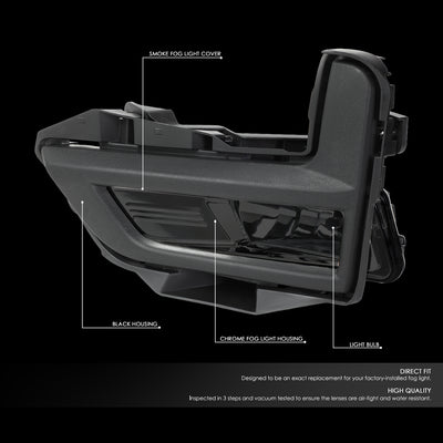 D-Motoring - 17-18 Nissan RogueFog Lights - W/Switch+Bezel Cover - Smoked Lens - Pair - Plug-n-Play - 2