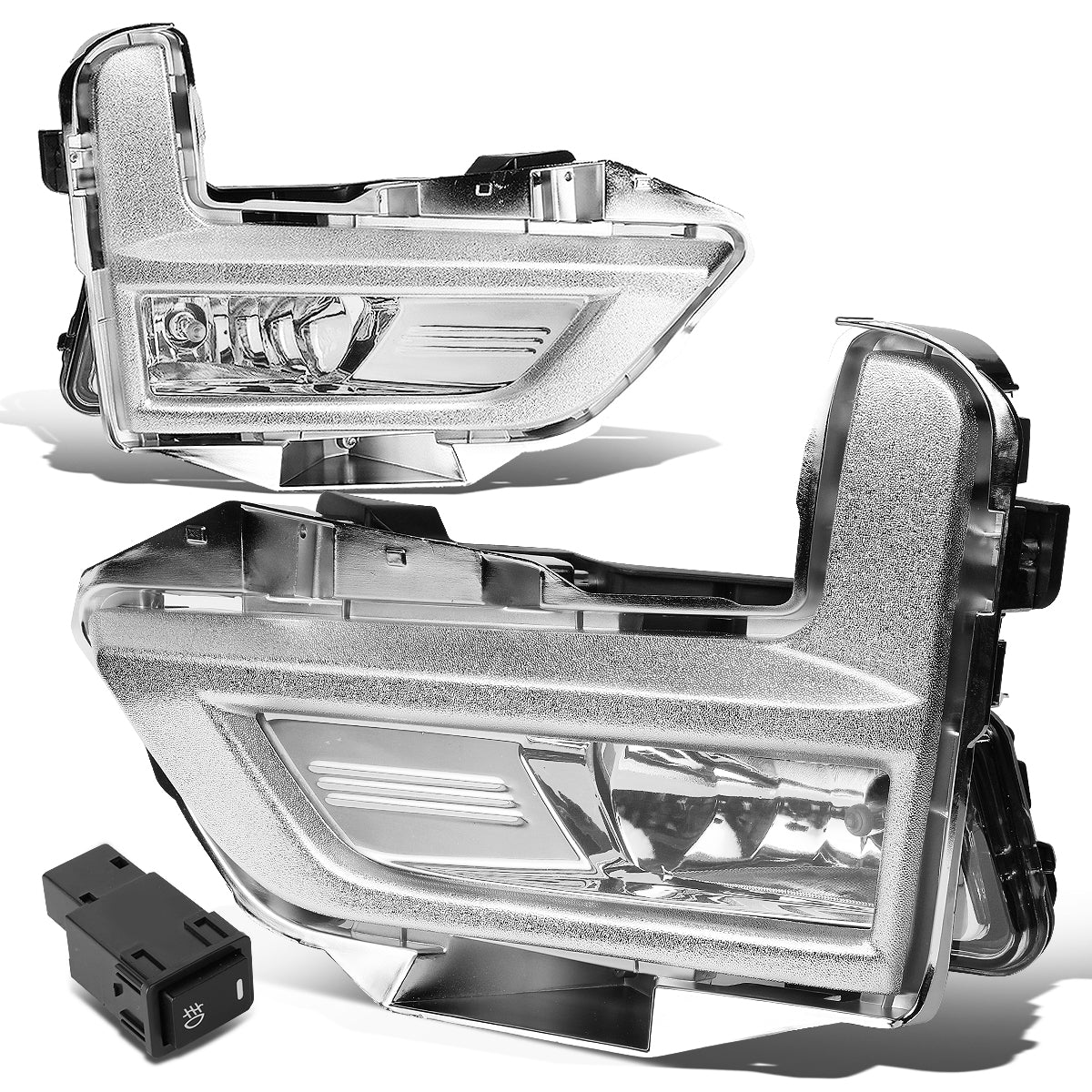 D-Motoring - 17-18 Nissan RogueFog Lights - W/Switch+Silver Cover - Clear Lens - Pair - Plug-n-Play - 1