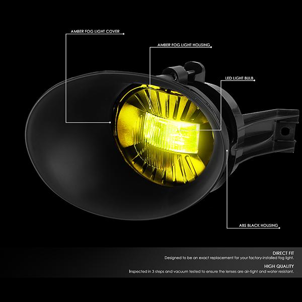 02-09 Dodge Ram Truck Fog Lights - High Power LED - W/Bezel+Switch - Amber Lens - Pair - Plug-n-Play - 2