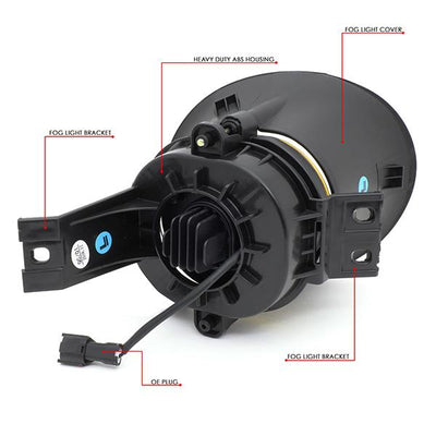 02-09 Dodge Ram Truck Fog Lights - High Power LED - W/Bezel+Switch - Amber Lens - Pair - Plug-n-Play - 6