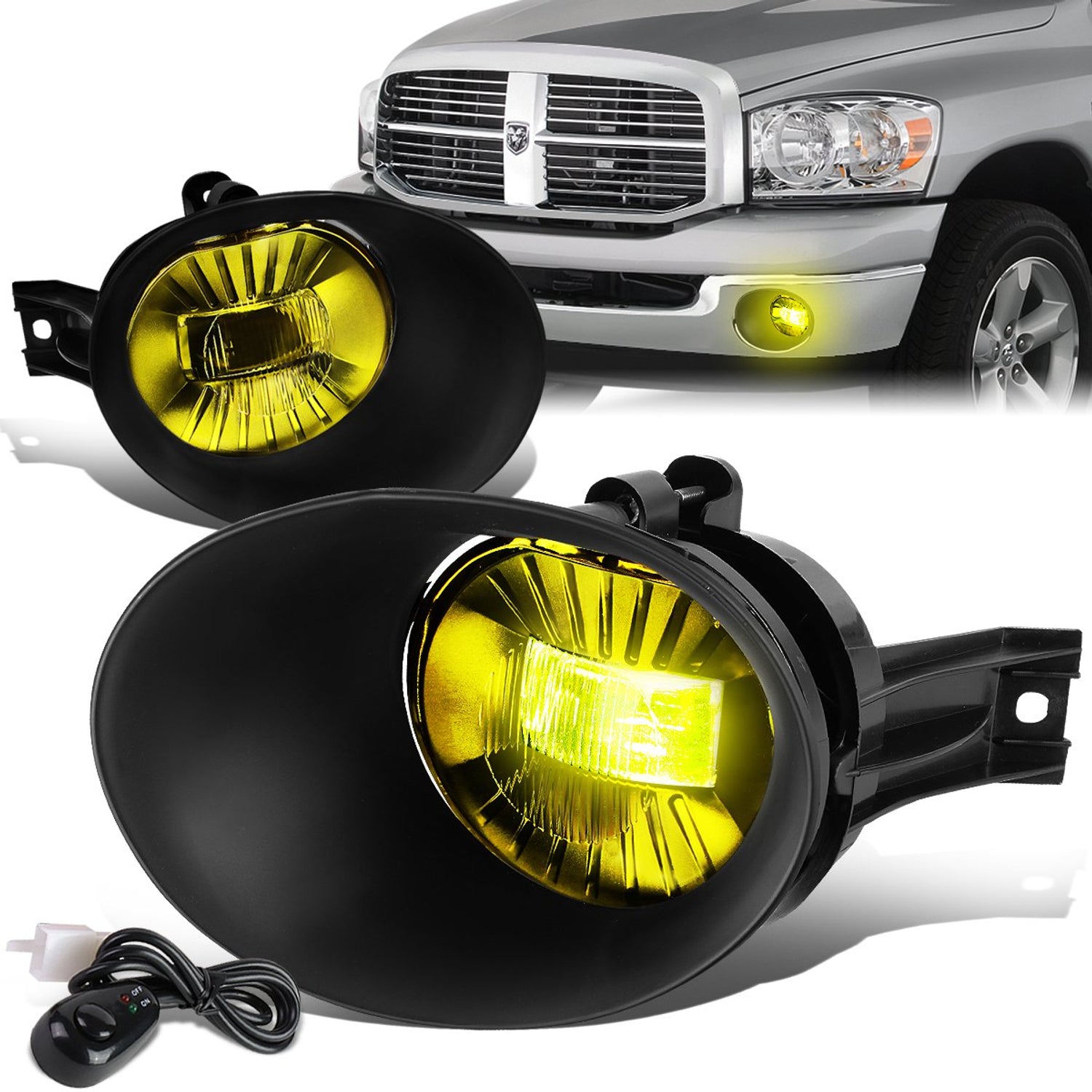 LED Fog Lights w/ Bezels + Switch <br>02-09 Dodge Ram 1500 2500 3500