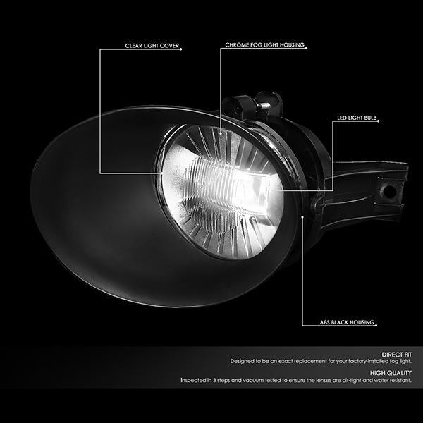 02-09 Dodge Ram Truck Fog Lights - High Power LED - W/Bezel+Switch - Clear Lens - Pair - Plug-n-Play - 2
