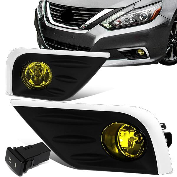 16-18 Nissan Altima 4-Dr Fog Lights - W/Chrome Trim Bezel+Switch - Amber Lens - Pair - FL-ZTL-301-AM - 1