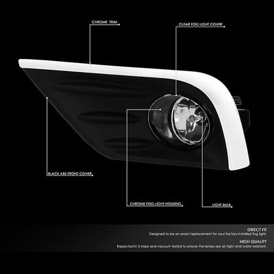16-18 Nissan Altima 4-Dr Fog Lights - W/Chrome Trim Bezel+Switch - Clear Lens - Pair - FL-ZTL-301-CH - 2
