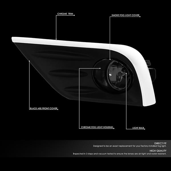 16-18 Nissan Altima 4-Dr Fog Lights - W/Chrome Trim Bezel+Switch - Smoked Lens - Pair - FL-ZTL-301-SM - 2