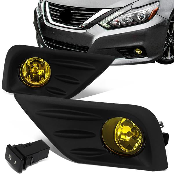 16-18 Nissan Altima 4-Dr Fog Lights - W/Bezel Cover+Switch - Amber Lens - Pair - FL-ZTL-302-AM - 1