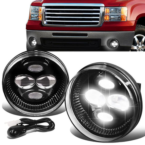 LED Projector Fog Lights w/ Switch + Wiring Harnesses <br>07-14 GMC Sierra 1500 2500HD 3500HD