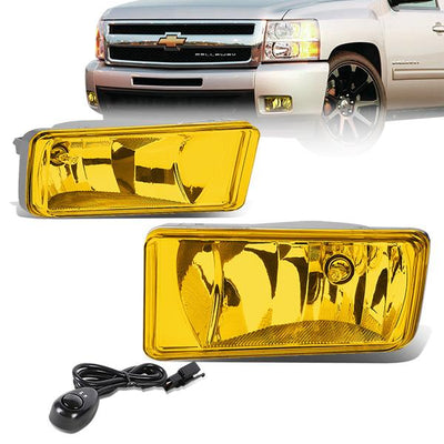 Amber Lens Fog Lights w/ Switch + Wiring Harnesses <br>07-15 Chevy Silverado / GMC Sierra 1500-3500HD