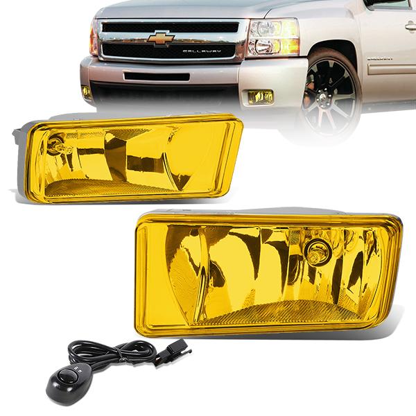 Amber Lens Fog Lights w/ Switch + Wiring Harnesses <br>07-15 Chevy Silverado / GMC Sierra 1500-3500HD
