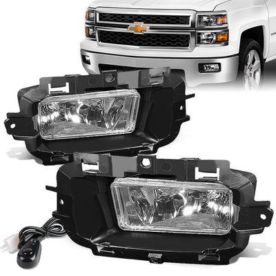 Clear Lens Fog Lights w/ Switch + Wiring Harnesses <br>14-15 Chevy Silverado 1500