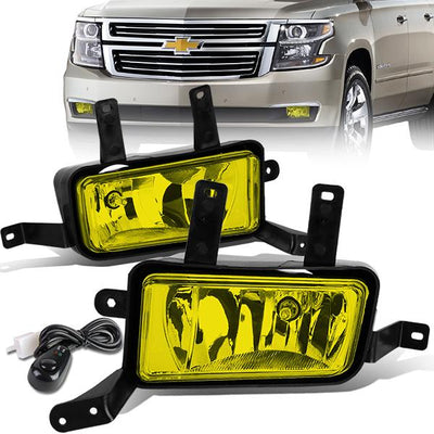 Amber Lens Fog Lights w/ Switch + Wiring Harnesses <br>15-20 Chevy Tahoe Suburban GMC Yukon XL