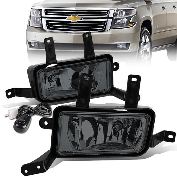 Smoked Lens Fog Lights w/ Switch + Wiring Harnesses <br>15-20 Chevy Tahoe Suburban GMC Yukon XL